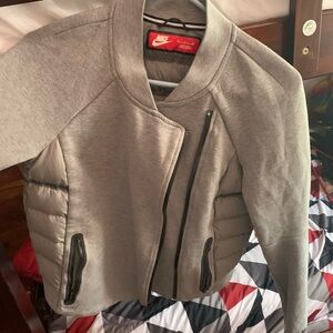Nike Light Grey Bomber Jacket with Asymmetrical Design